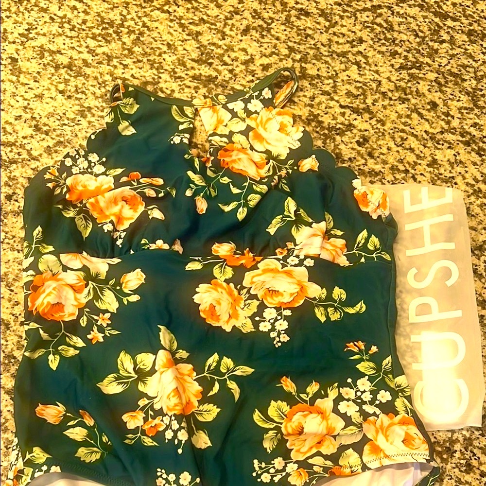 Moving Sale Must Go! Cupshe Orange and Pink Floral Tie Front Bodysuit